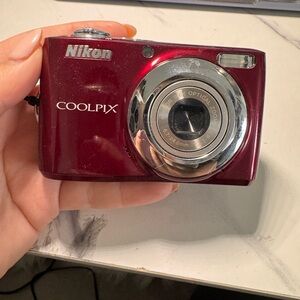 Nikon Red Coolpix Digital Camera with Zoom Lens